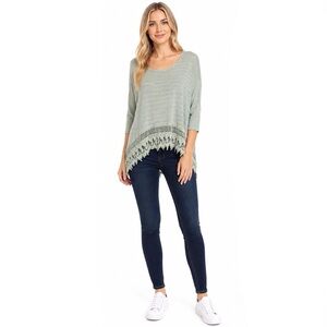 Painted Threads Nordstrom Boho Lace High Low Shirt Green Size Small